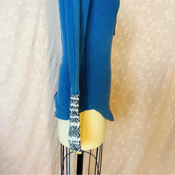 Free People Apres Ski Blue Waffle Knit Long Sleeve Button Front Layering Shirt - Picture 8 of 9